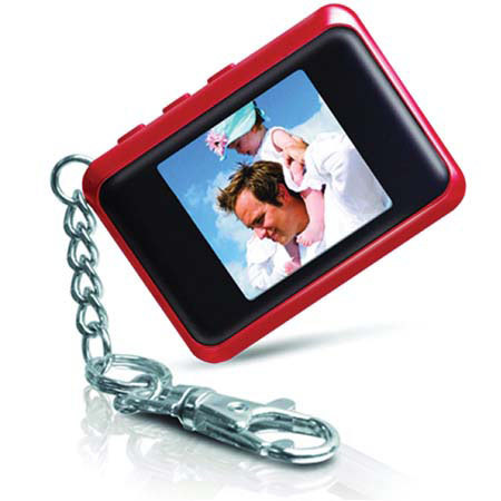 Coby DP-151 1.5in Digital Photo Keychain, 60 Pics, Red