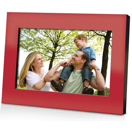 Coby DP700 7" Widescreen Digital Photo Frame - Red
