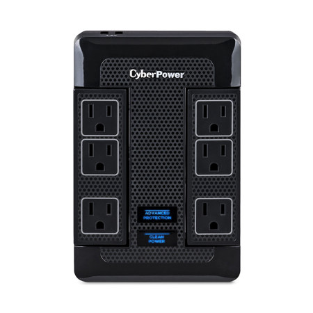 CyberPower HT600WSU2A 6-Outlet 500V Wall Mount Surge Protector, Black