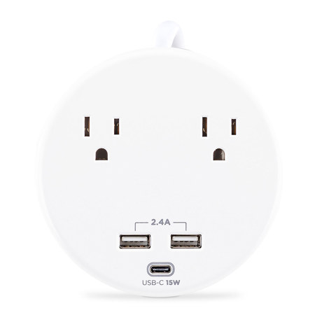 CyberPower P205UC 2-Outlet Round Surge Protector with 2x USB-A & 1x USB-C Port