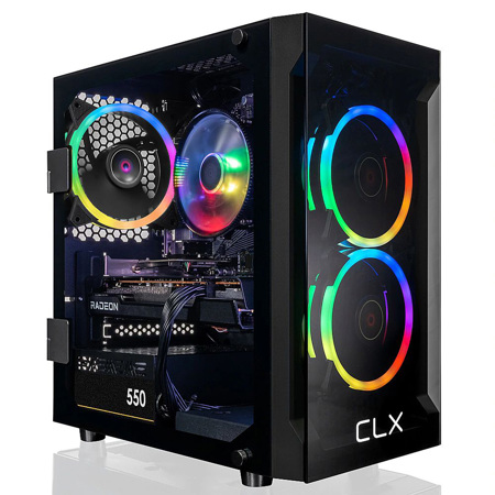 CLX SET Gaming Desktop Computer, AMD Ryzen 7 5700X 3.4GHz, 16GB RAM, 500GB SSD + 2TB HDD, AMD Radeon RX 6600 8GB, Windows 11 Home, Black