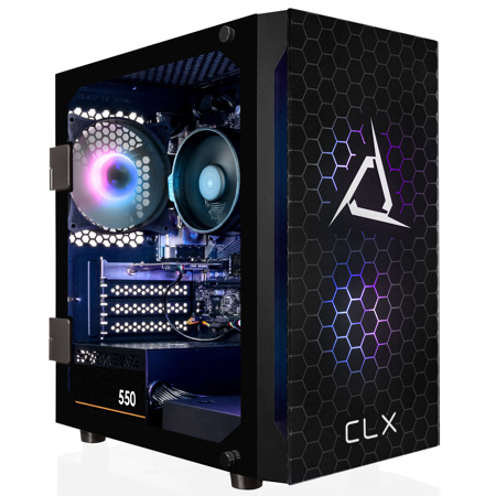 CLX SET Gaming Desktop Computer, AMD Ryzen 5 5600G 3.9GHz, 8GB RAM, 500GB SSD, AMD Radeon Vega 7 1GB, Windows 11 Home, Black