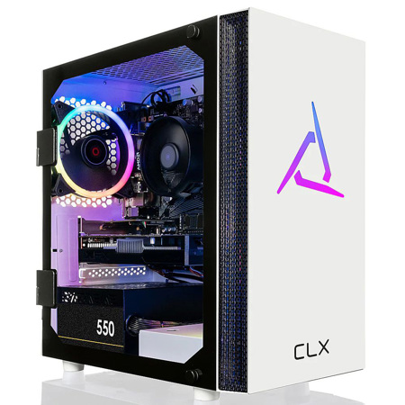 CLX SET Gaming Desktop Computer, AMD Ryzen 5 5600 3.5GHz, 16GB RAM, 1TB SSD, AMD Radeon RX 6400 4GB, Windows 11 Home, White