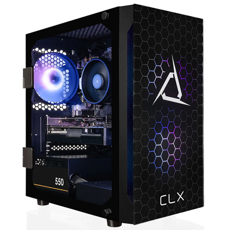 CLX SET Gaming Desktop, R5 5500, 8GB RAM, 500GB SSD, Radeon RX 6400, W11H, Black
