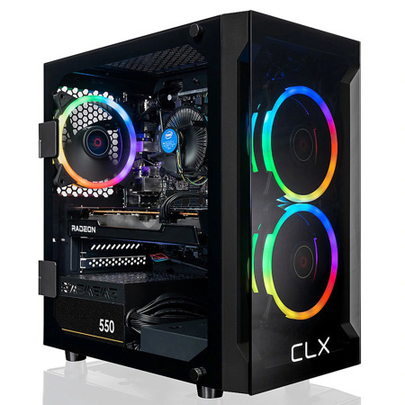 CLX SET Gaming Desktop Computer, i5-11400F, 16GB, 1TB, RX 6500 XT, W11H, Black