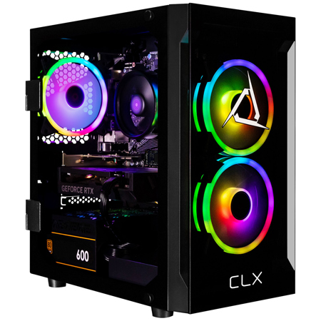 CLX SET Gaming Desktop Computer, AMD Ryzen 5 5500 3.6GHz, 16GB RAM, 1TB SSD, NVIDIA GeForce RTX 4060 8GB, Windows 11 Home, Black