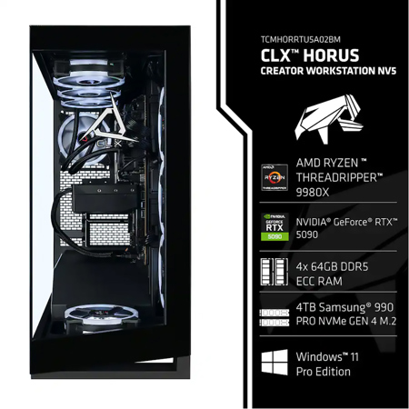 CLX Horus Creator Mid-Tower AI, Ryzen Threadripper 9980X,256GB,4TB