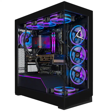 CLX Horus Liquid Cooled Gaming Desktop Computer, AMD Ryzen 9 9950X3D 4.3GHz, 96GB RAM, 4TB SSD, NVIDIA GeForce RTX 5080 Inspire 3X OC 16GB, Windows 11 Home, Black