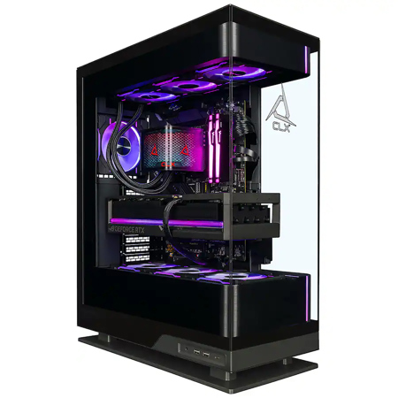 CLX Ra Liquid Cooled Gaming Desktop Computer, AMD Ryzen 9 9950X3D 4.3GHz, 96GB RAM, 4TB SSD, NVIDIA ROG Astral GeForce RTX 5090 OC 32GB, Windows 11 Pro, Black