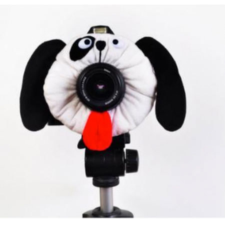 Camera Creatures Dapper White Dog with Black Ears