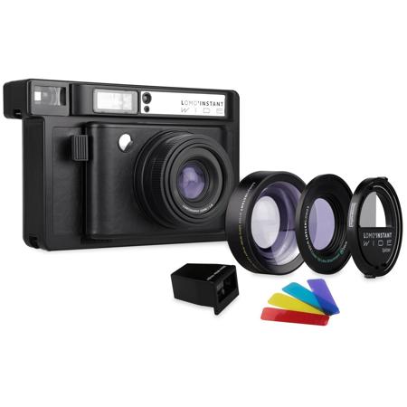 Lomography Lomo'Instant Wide Black Camera with 2x Lenses, Black