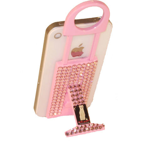 wEASEL Smartphone Stand with Retractable Hanger, Pink Jeweled