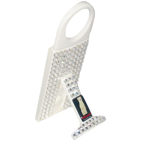 wEASEL Smartphone Stand with Retractable Hanger, White Jeweled