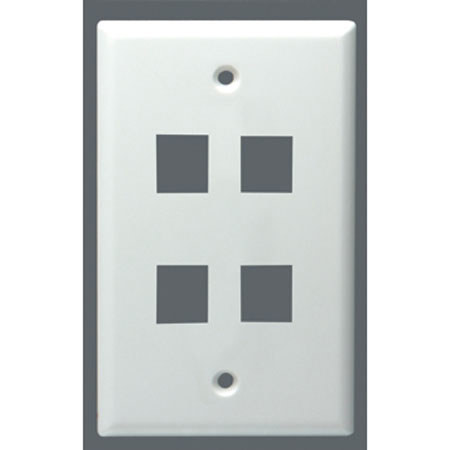 Datacomm Electronics 4 Port Key Stone Plate, White, UL