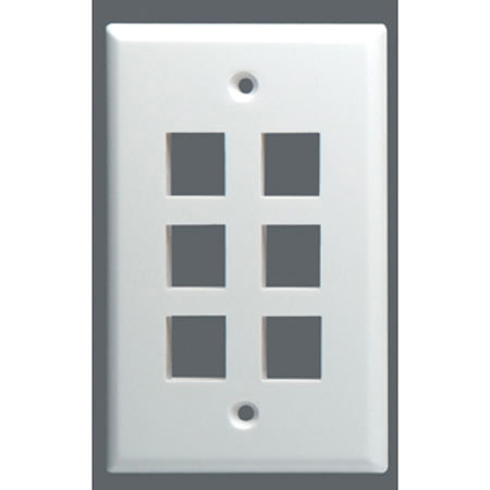 DataComm Electronics 6 Port Keystone Plate, White