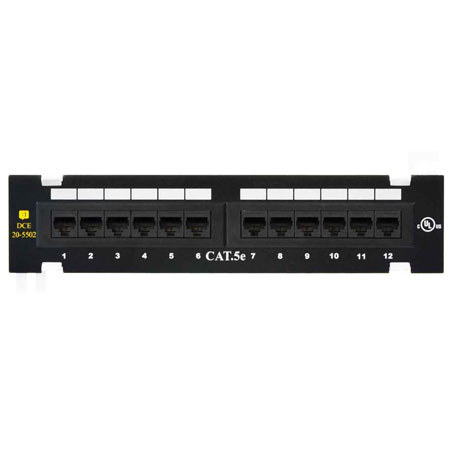 DataComm Electronics Cat 5e 12-Port Mini Patch Panel with 89D Mounting Bracket