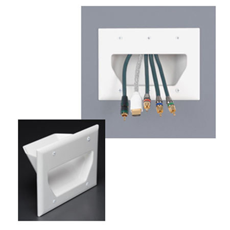 DataComm Electronics 3-Gang Recessed Low Voltage Cable Plate, White