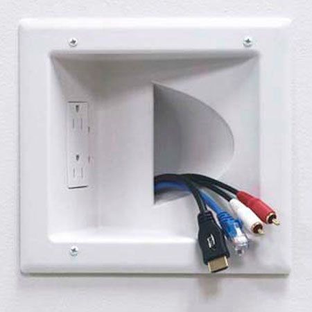 DataComm Electronics Recessed Low Voltage Media Plate with Duplex Receptacle