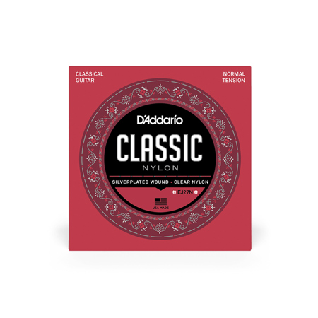 D'Addario EJ27N Student Nylon Classical Guitar Strings, Normal Tension, 28-43 Gauge, Set of 6 Strings