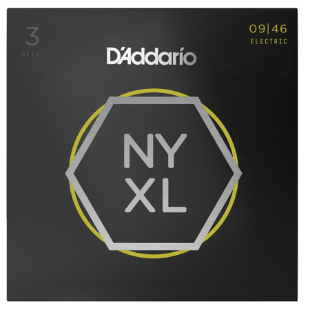 D'Addario NYXL0946 NYXL Nickel Wound Electric Guitar String Set, Super Light Top/Regular Bottom, 9-46 Gauge, 3-Pack