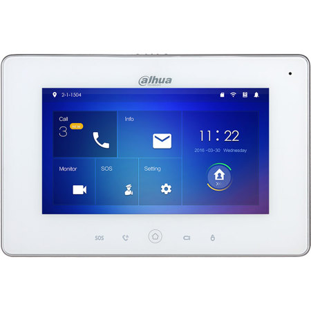 Dahua DHI-VTH5221-S 7" WVGA Touch Screen Wi-Fi Color Indoor LCD Monitor, White