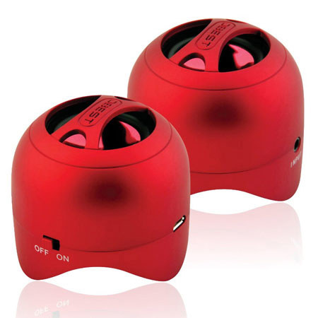 Dbest Duo Rechargeable Mini Speaker Set, Red