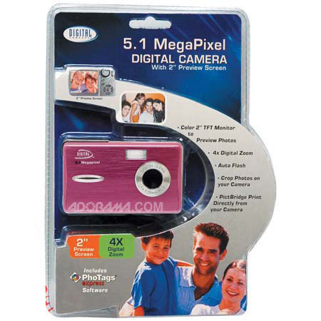 Digital Concepts 5.1MP Point and Shoot Camera, Pink