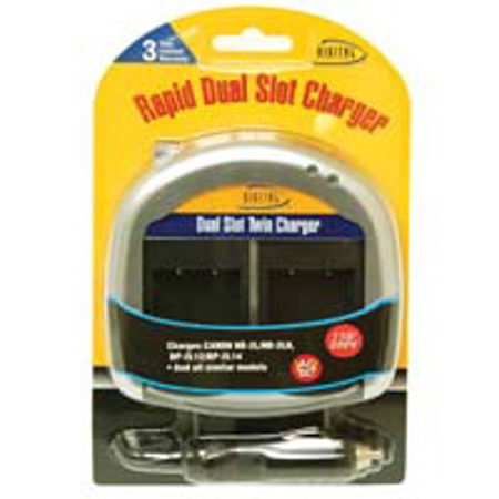 Digital Concepts CHTW-2L AC/DC Dual Slot Twin Charger for the NB-2L Canon Video & Digital Battery, with Car Charger, 110/220v.