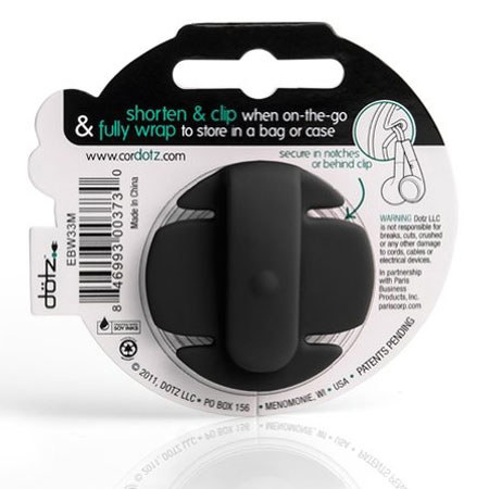 Dotz Earbud Wrap for Cord and Cable Management, Black
