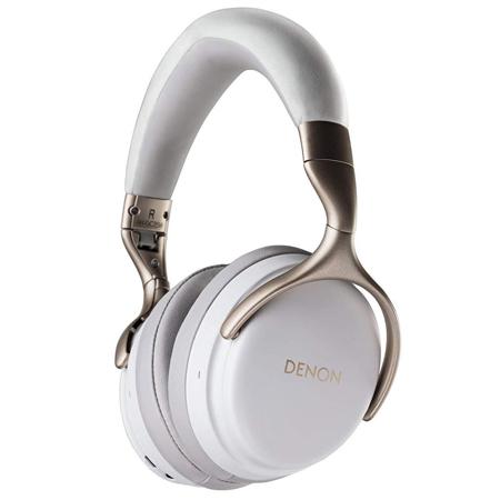 Denon AH-GC25W Over-Ear Wireless Headphones, Dual Mic & aptX HD Bluetooth, White