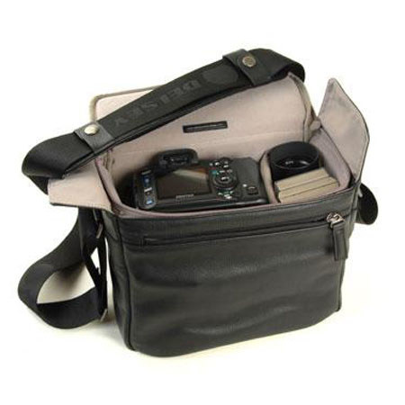 Delsey Corium 1, Black Pebble Leather Lux Shoulder Bag
