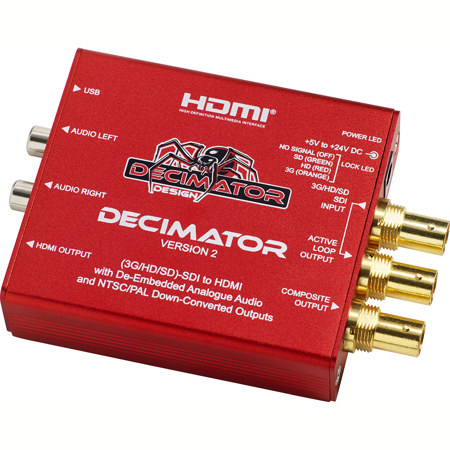 Decimator Version 2 Simultaneously Scales SDI to Both HDMI and NTSC/PAL with De-Embedded Analogue Audio