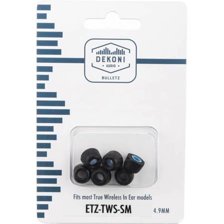 Dekoni Audio 4.9mm Premium Memory Foam Isolation Tip for True Wireless Earphone, Small, 3 Pack, Black