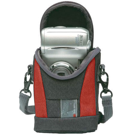 Delsey GOPIX 3BR, Compact Belt/Shoulder Pouch for Digital or Point & Shoot Cameras, Color: Black/Red