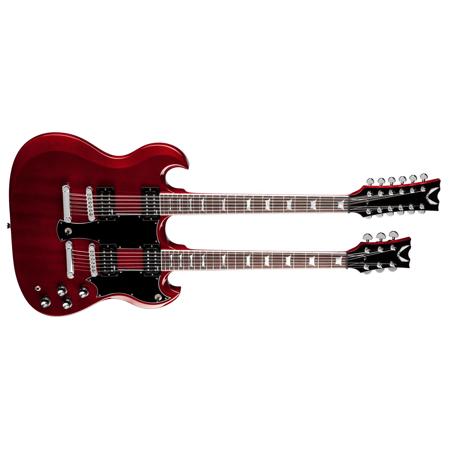Dean Guitars Gran Sport Doubleneck 12 String Double Cutaway Electric Guitar 22 Frets C Shape Neck Rosewood Fretboard Trans Cherry