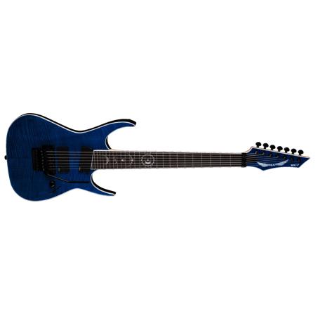 Dean Rusty Cooley 7 String Flame Top Electric Guitar, Trans Blue