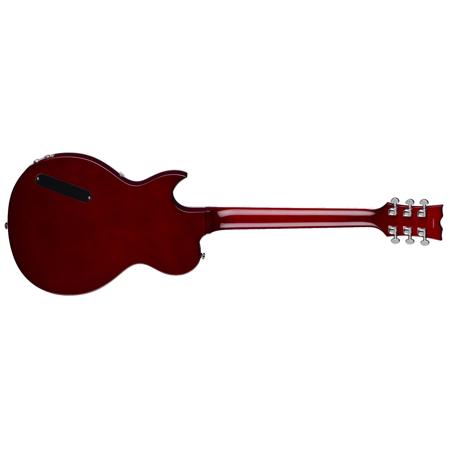 Dean Shire Semi Hollow Flame Top Electric Guitar with Piezo Pickup, Trans Red