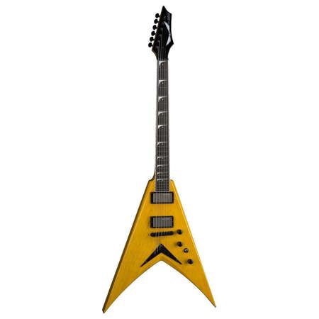 Dean V Dave Mustaine Korina Electric Guitar with Hardshell Case, Trans Amber