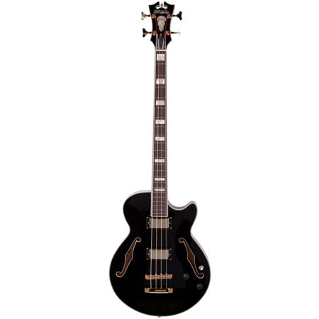D'Angelico Guitars Excel 4 String Single-Cutaway Bass Guitar, Fretless, Black