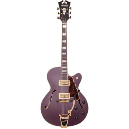 D'Angelico Guitars Deluxe 175 Single Cutaway Electric Guitar, Matte Plum