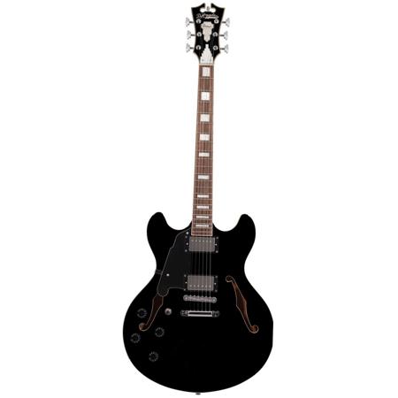 D'Angelico Guitars Premier DC 16" Double Cutaway LH Guitar, Stop-Bar, Black