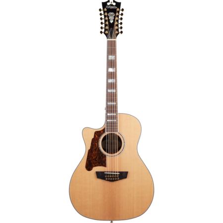 D'Angelico Guitars Excel Fulton GA LH 12-String Acoustic-Electric Guitar,Natural