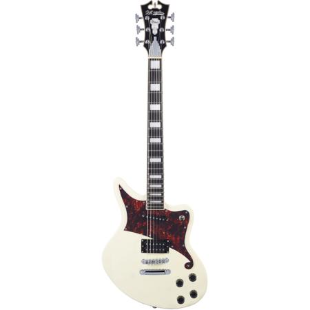 D'Angelico Guitars Premier Bedford Offset Solid Body Electric Guitar, Ovangkol Fingerboard, Antique White