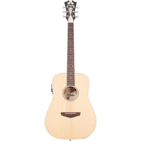 D'Angelico Guitars Premier Niagara Mini Dreadnought Body Acoustic Electric Guitar with Onboard Preamp and Tuner, 20 Frets, C-Shape Neck, Ovangkol Fingerboard, Natural Spruce