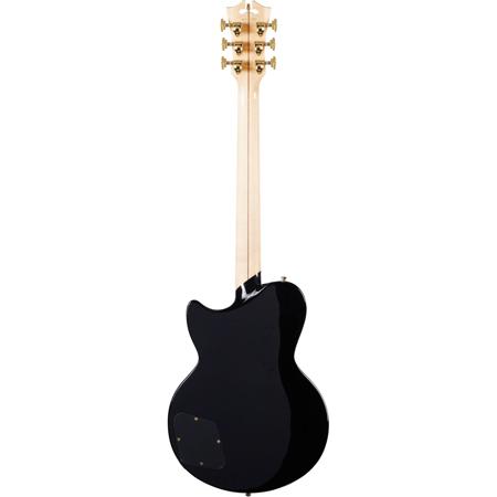 D'Angelico Guitars Deluxe Atlantic Single Cutaway Solid Body Ebony Guitar, Black