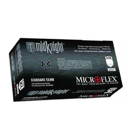 Dival Microflex MidKnight Black Nitrile Powder-Free Gloves, Large, 10 Box