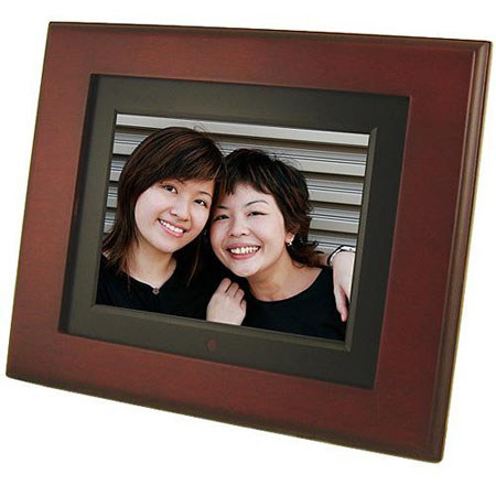 Matsunichi 8" Display Digital Picture Wood Frame, Cherry/Black, with Built-in Speakers, MP3, Video, Remote Control, with Preloaded Demo Slides
