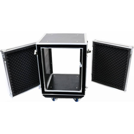 Deejay LED 14U Space Shock Mount Amplifier Case - 21" Body Depth with Wheels