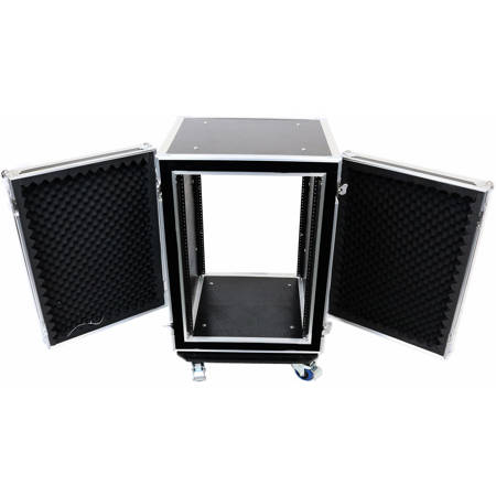 Deejay LED 16U Space Shock Mount Amplifier Case - 21" Body Depth with Wheels