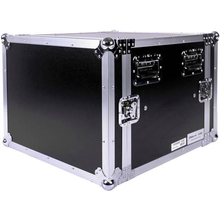 Deejay LED Fly Drive 8U Space Anti-Shock Mount Amplifier Case - 21" Body Depth with Wheels